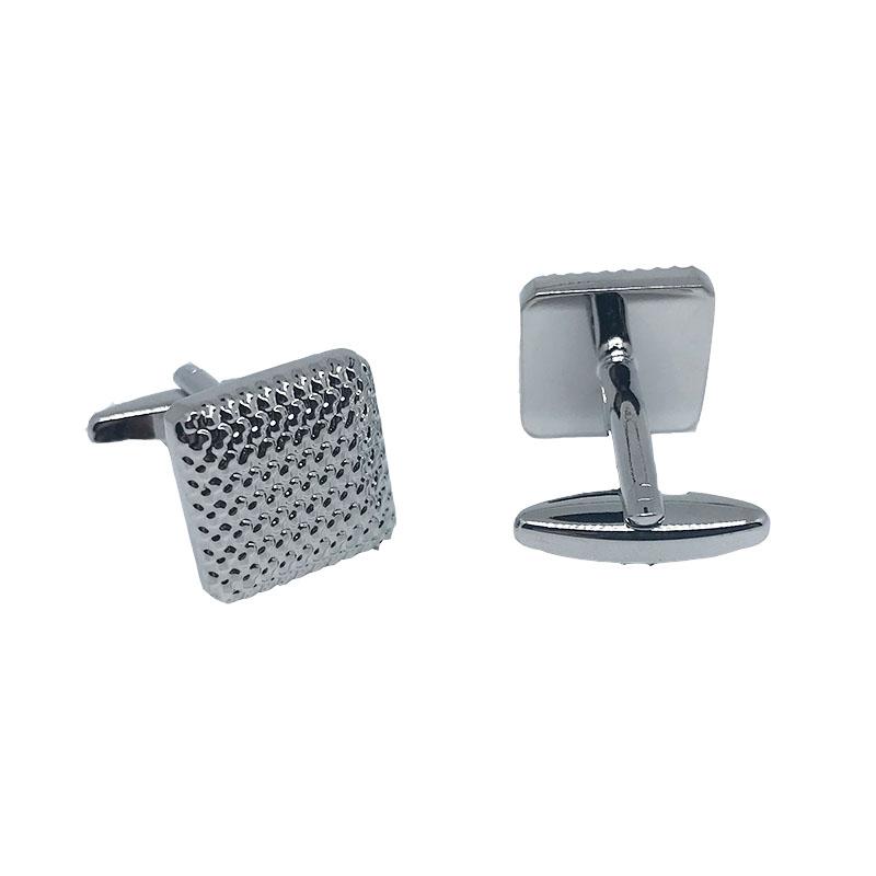 James Adelin Silver Square Shiny Gridded Cuff Links