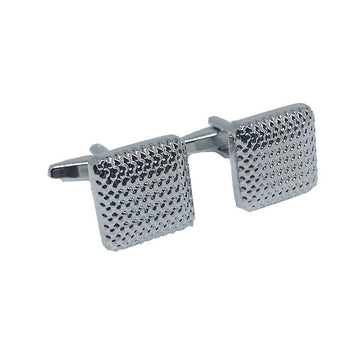 James Adelin Silver Square Shiny Gridded Cuff Links