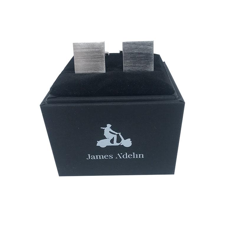 James Adelin Silver Square Matt Plain Cuff Links