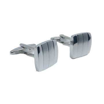 James Adelin Silver Square Rounded Stripe Cuff Links