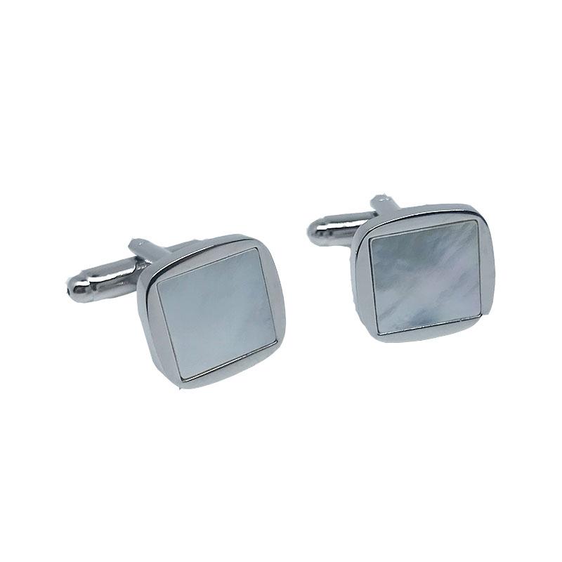 James Adelin Silver Square Rounded Mother of Pearl Cuff Links