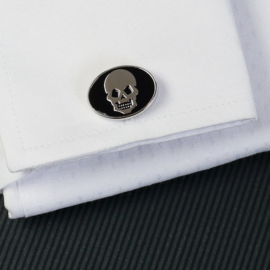 James Adelin Silver Black Skull Cuff Links