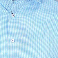 James Adelin Long Sleeve Shirt in Turquoise and Blue Gingham Check