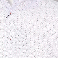 James Adelin Long Sleeve Shirt in White, Blue and Red Spotted