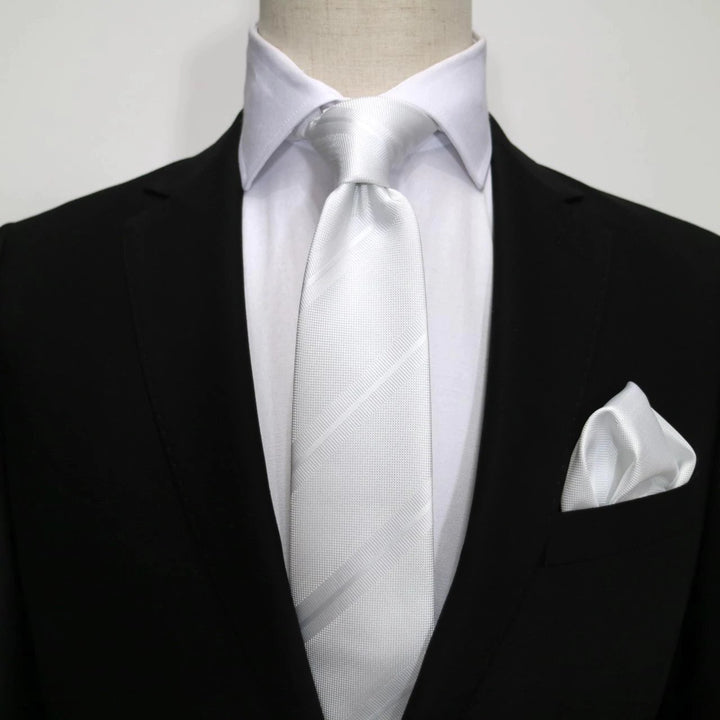 mens white silk wedding neck tie by james adelin australia