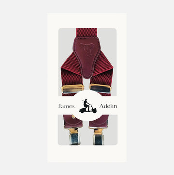 James Adelin Mens Suspenders in Burgundy Luxury Texture