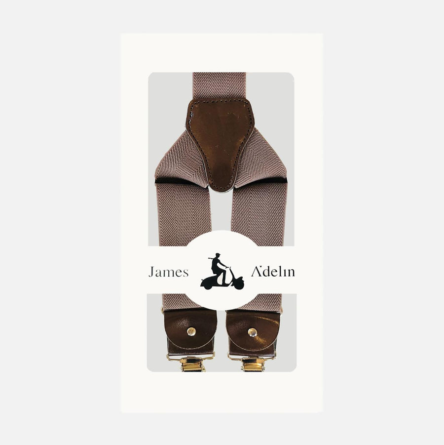 James Adelin Mens Suspenders in Coffee Plain Texture