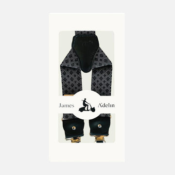 James Adelin Mens Suspenders in Charcoal Argyle