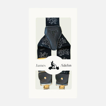 James Adelin Mens Suspenders in Navy Bold Paisley