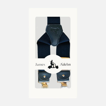 James Adelin Mens Suspenders in Navy Plain Texture