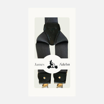 James Adelin Mens Suspenders in Charcoal Plain Texture