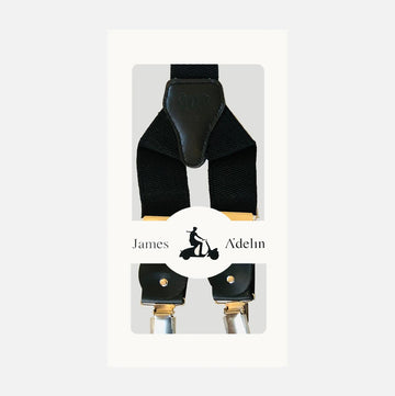 James Adelin Mens Suspenders in Black Luxury Texture