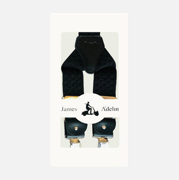 James Adelin Mens Suspenders in Black Argyle