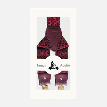 James Adelin Mens Suspenders in Burgundy Argyle