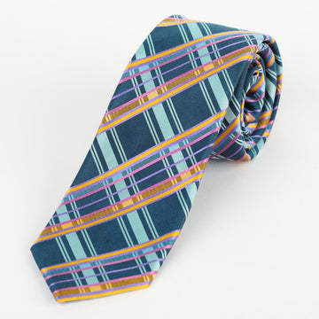 JACQUES MONCLEEF Mens Luxury Silk Neck Tie in Satin Check Weave Design