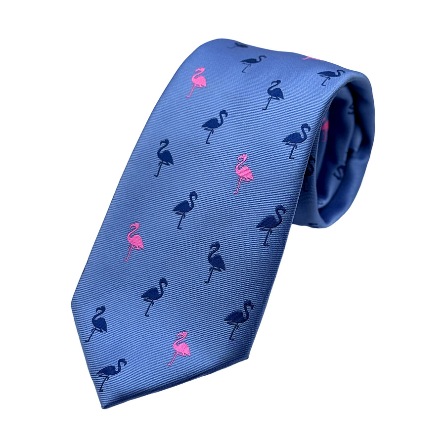 James Adelin Mens Luxury Microfibre Neck Tie in Horizontal Twill Weave Pelican Motif Design