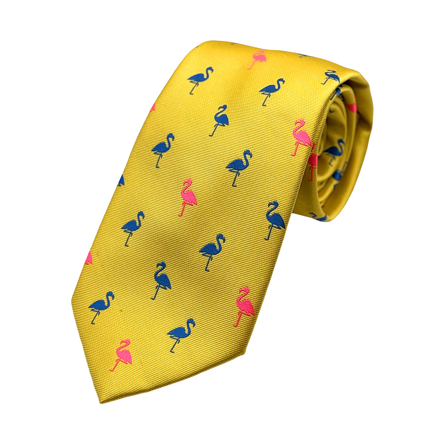 James Adelin Mens Luxury Microfibre Neck Tie in Horizontal Twill Weave Pelican Motif Design