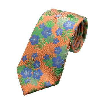 James Adelin Mens Luxury Microfibre Neck Tie in Horizontal Stripe Weave Floral Design