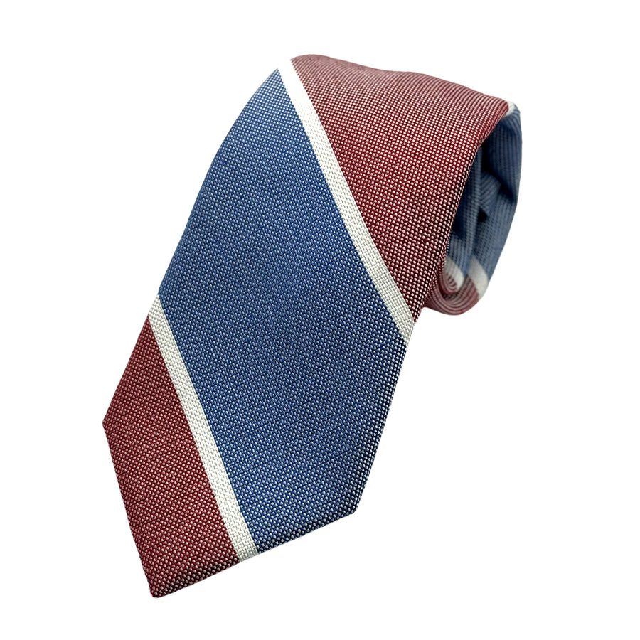 James Adelin Mens Luxury Silk/Linen Neck Tie in Subtle Textured Regimental Striped Design