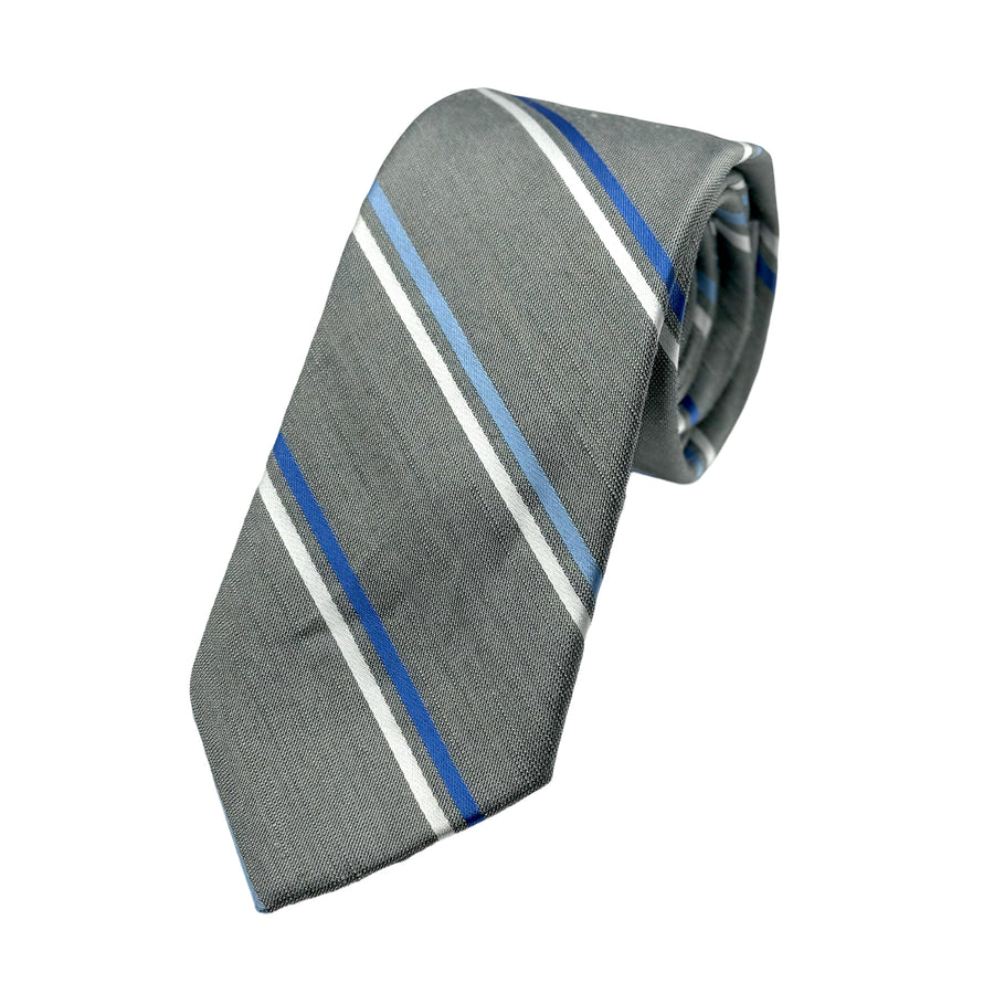 James Adelin Mens Luxury Linen Blend Neck Tie in Textured Striped Slub Weave Design