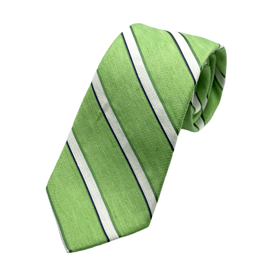 James Adelin Mens Luxury Silk/Linen Blend Neck Tie in Textured Slub Striped Weave Design