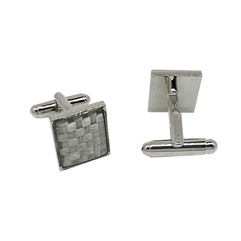James Adelin Silver Square Silver Basket Weave Cuff Links
