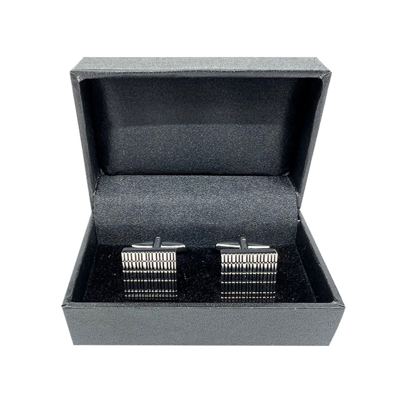 James Adelin Silver Square Grated Striped Cuff Links