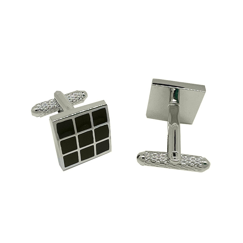 James Adelin Silver/Black Divided Squares Cuff Links