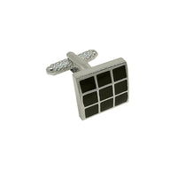 James Adelin Silver/Black Divided Squares Cuff Links