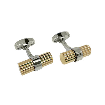 James Adelin Silver/Gold Barrel Ribbed Cuff Links