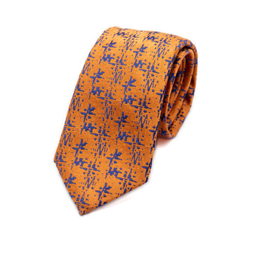 TINO COSMA ITALY Mens Italian Floral Silk Neck Tie in Orange