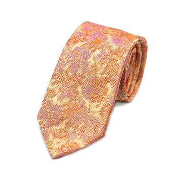 JACQUES MONCLEEF Mens Italian Floral Silk Neck Tie in Orange and Gold
