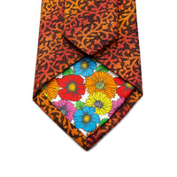 JACQUES MONCLEEF Italian Floral Silk Neck Tie in Burnt Orange
