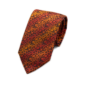 JACQUES MONCLEEF Italian Floral Silk Neck Tie in Burnt Orange