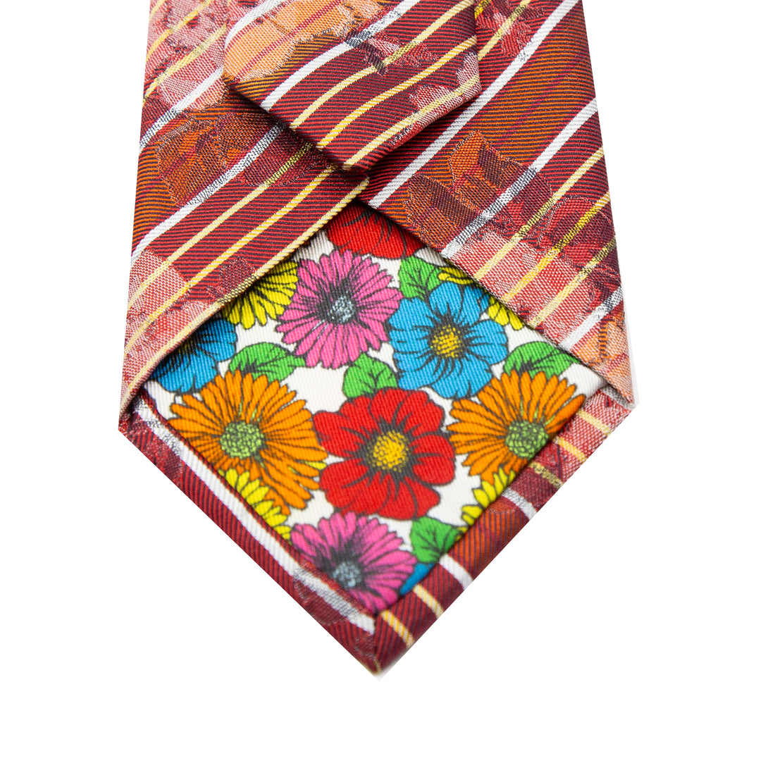 JACQUES MONCLEEF Mens Italian Striped Floral Silk Neck Tie in Orange