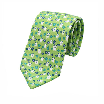 1962 ITALY Mens Italian Printed Silk Neck Tie in Green