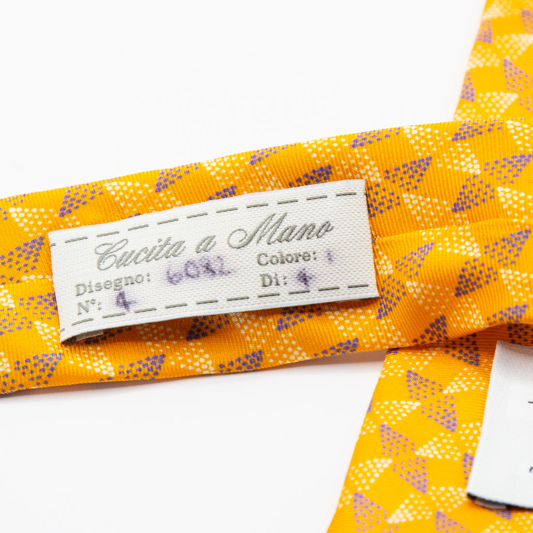 1962 ITALY Mens Italian Geometric Silk Neck Tie in Orange and Purple