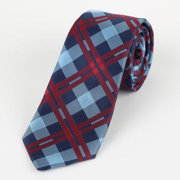 Sky/Navy/Burgundy Check Neck Tie