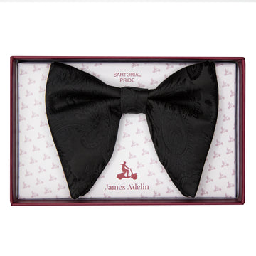 James Adelin Luxury Paisley Butterfly Bow Tie in Black