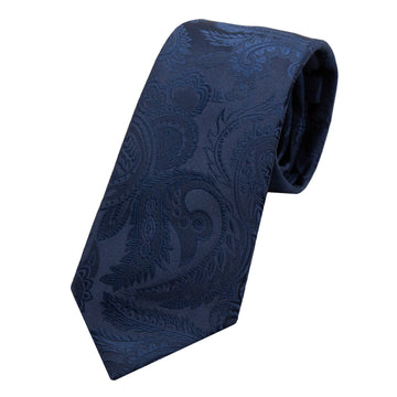 James Adelin Luxury Neck Tie in Navy Paisley