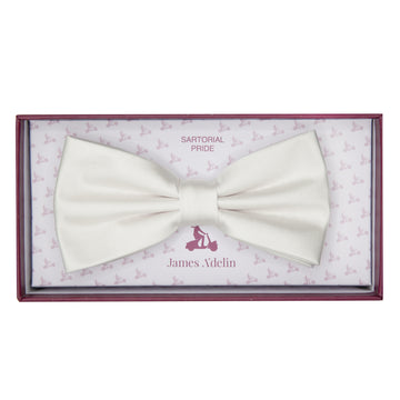 Off White Satin Weave Bow Tie