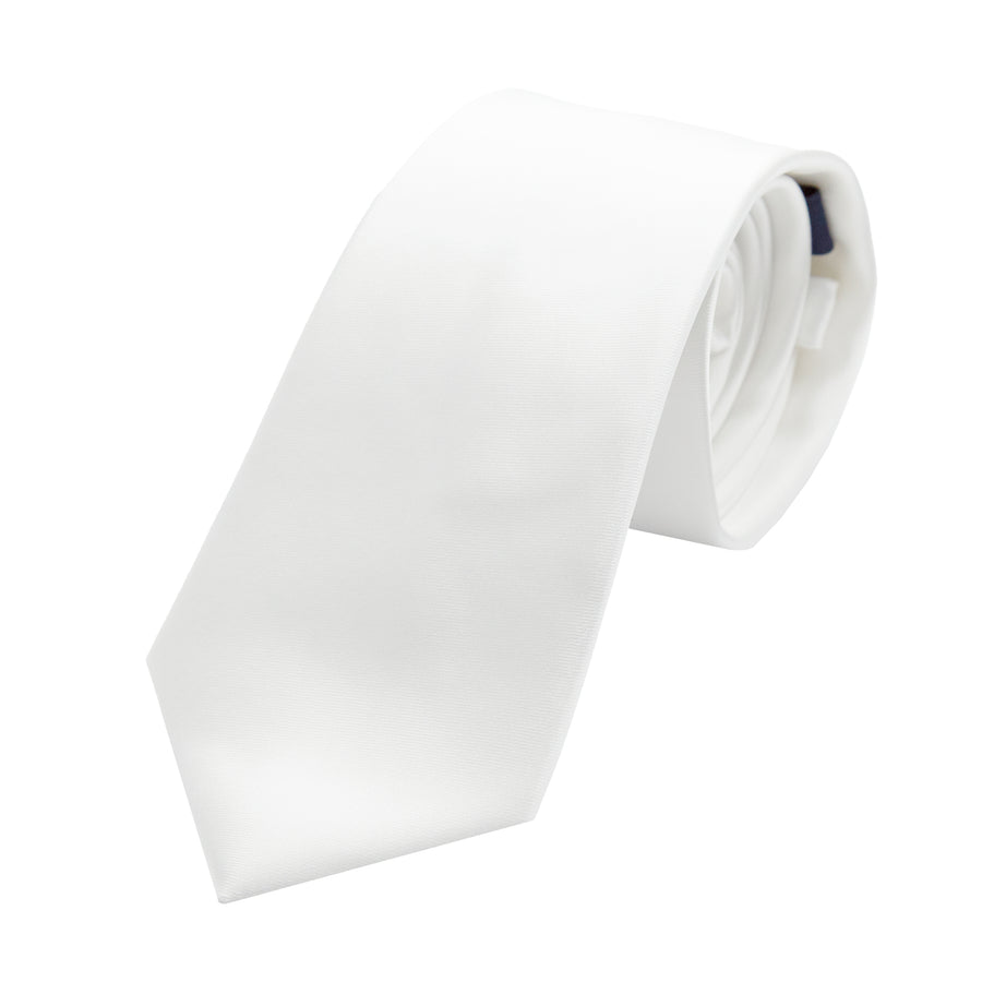 James Adelin Luxury Satin Weave Neck Tie in White