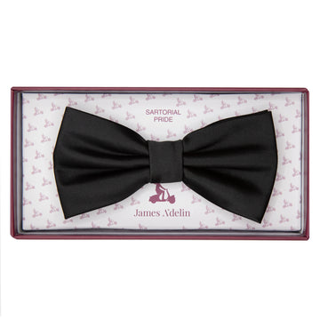 Black Satin Weave Bow Tie