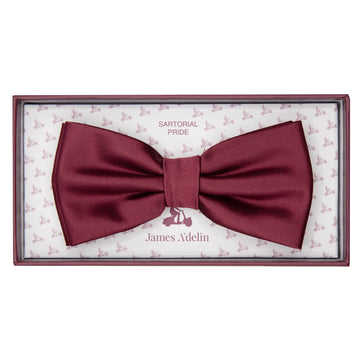 Burgundy Satin Weave Bow Tie