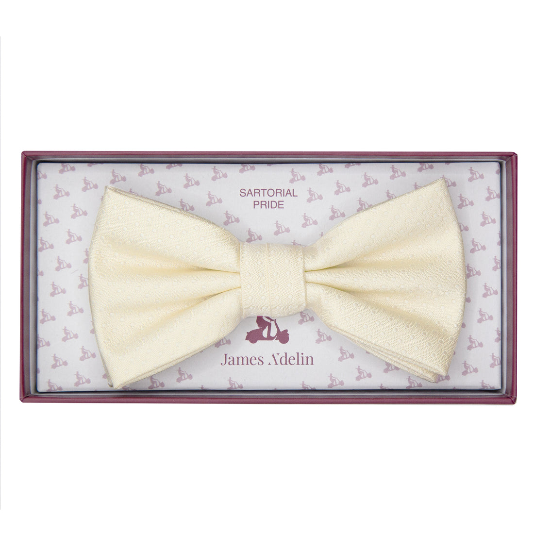 James Adelin Mini Spot Bow Tie in Ivory and White