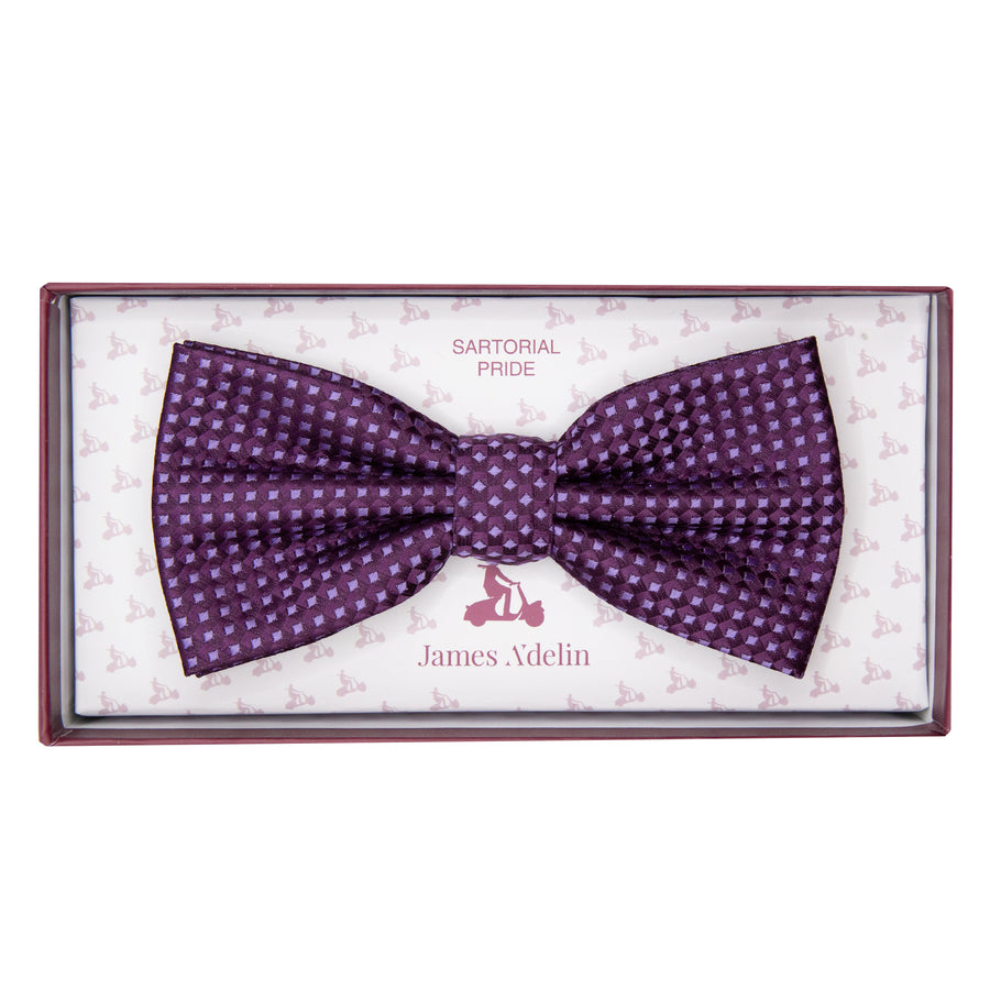 JAGINGHAMB James Adelin Luxury Gingham Textured Weave Pre Tied Bow Tie
