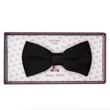 James Adelin Luxury Knitted Bow Tie in Black