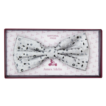 Silver Mini Floral Weave Bow Tie