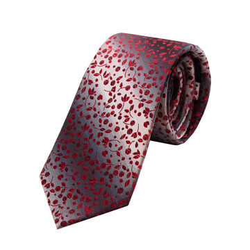 James Adelin Luxury Mini Floral Weave Neck Tie in Red