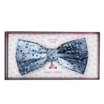 James Adelin Luxury Mini Floral Weave Bow Tie in Blue